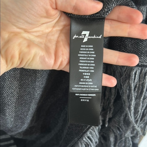 NEW NWT 7 For All Mankind Black and Gray Striped Zebra Poncho - Picture 5 of 6